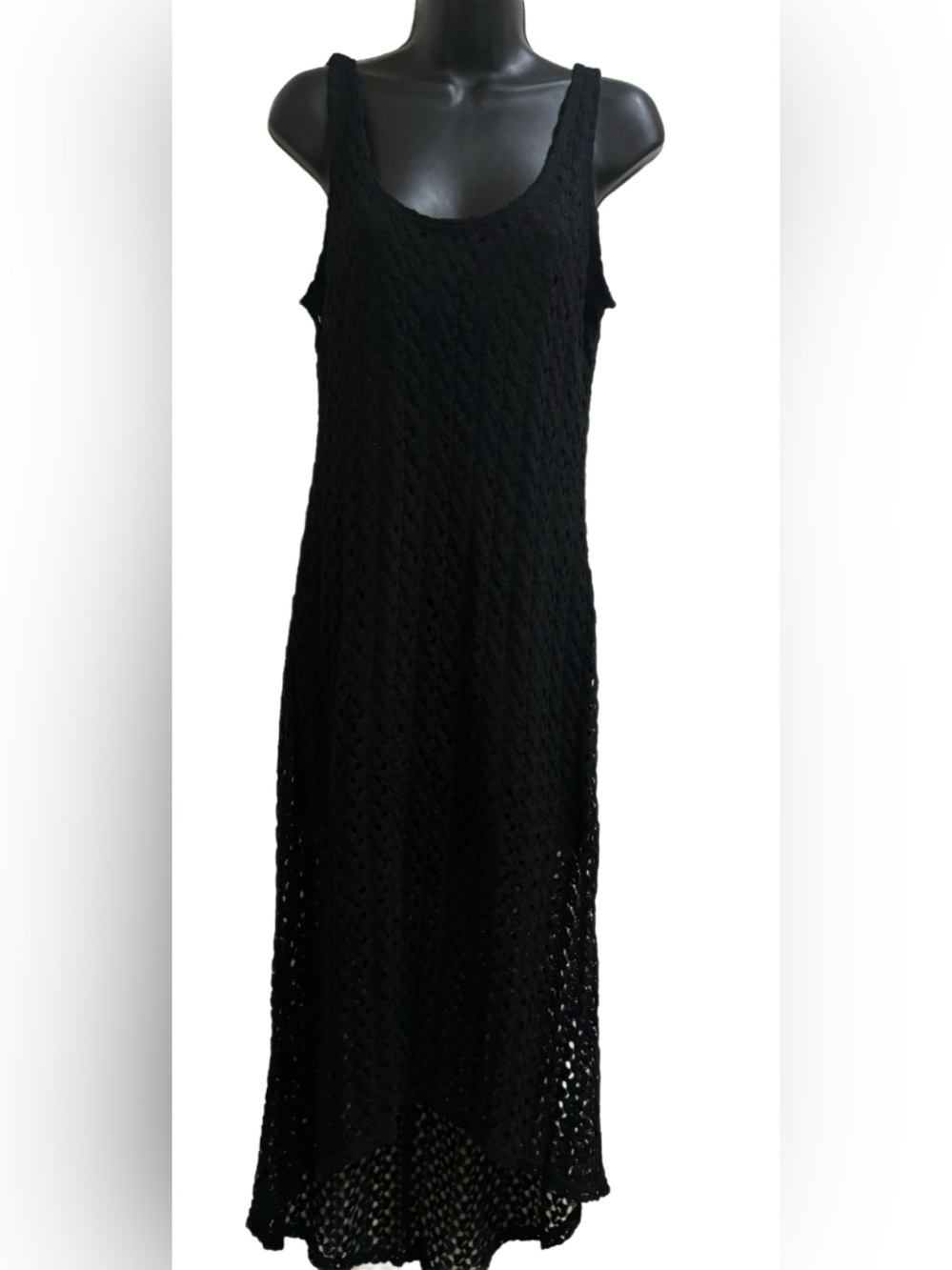 Black Crochet Maxi Tank Dress - Classic Sleeveless Style⭐️LIKE NEW⭐️